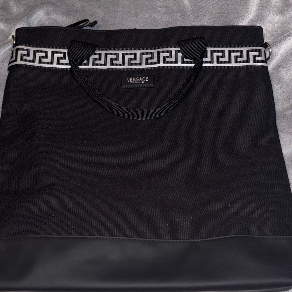 Versace Black and White Tote Bag with clip on strap included